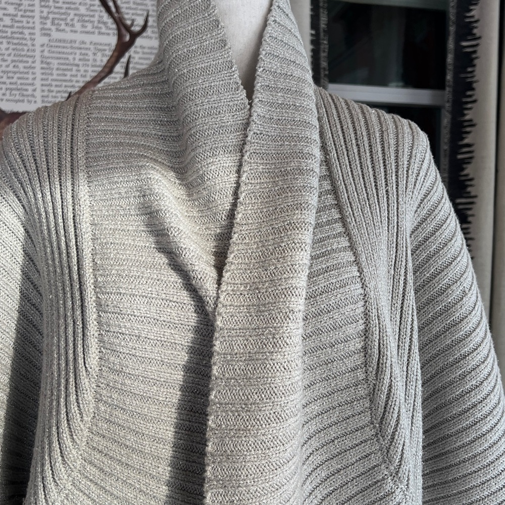 Chico's Light Gray Ribbed Sweater Shrug - Picture 5 of 8